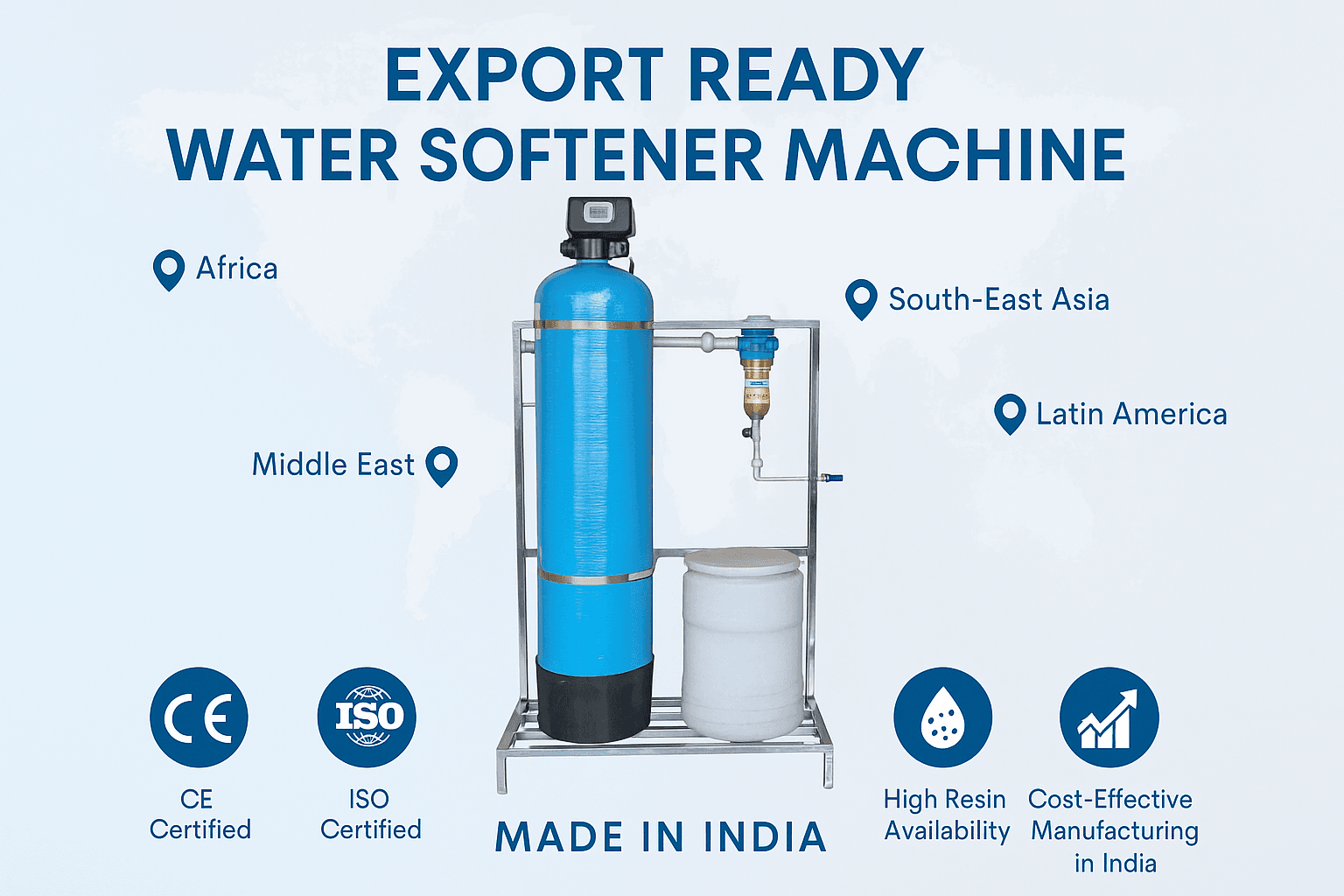 What is the export scope of Water Softener Machines from India?