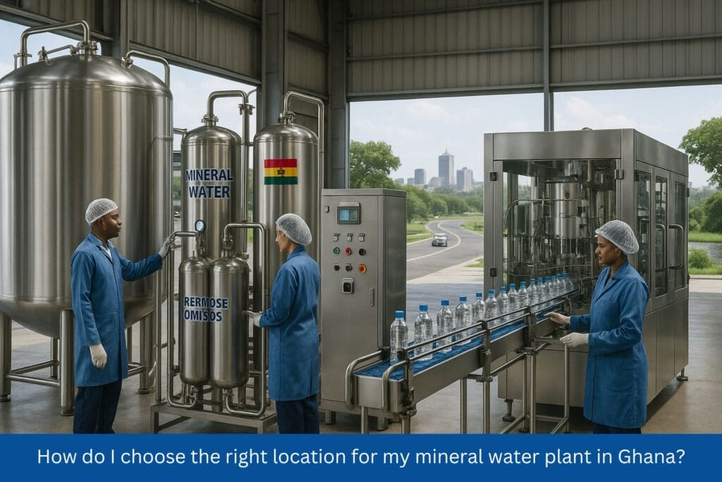 How do I choose the right location for my mineral water plant in Ghana?