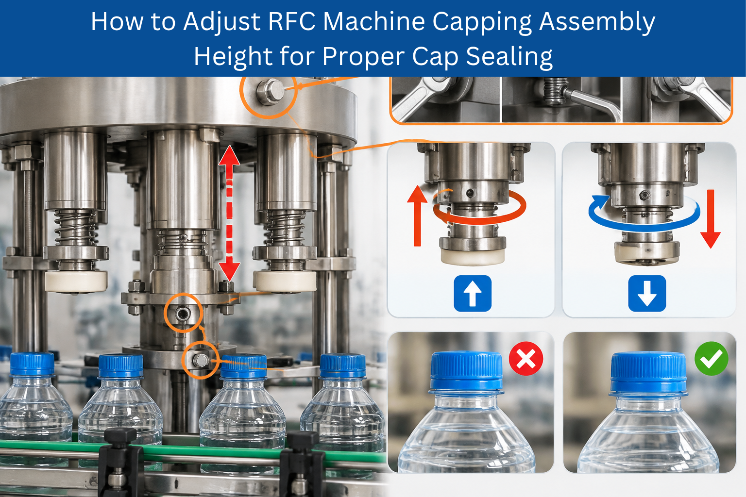 Adjust RFC Machine Capping Assembly Height Proper Cap Sealing
