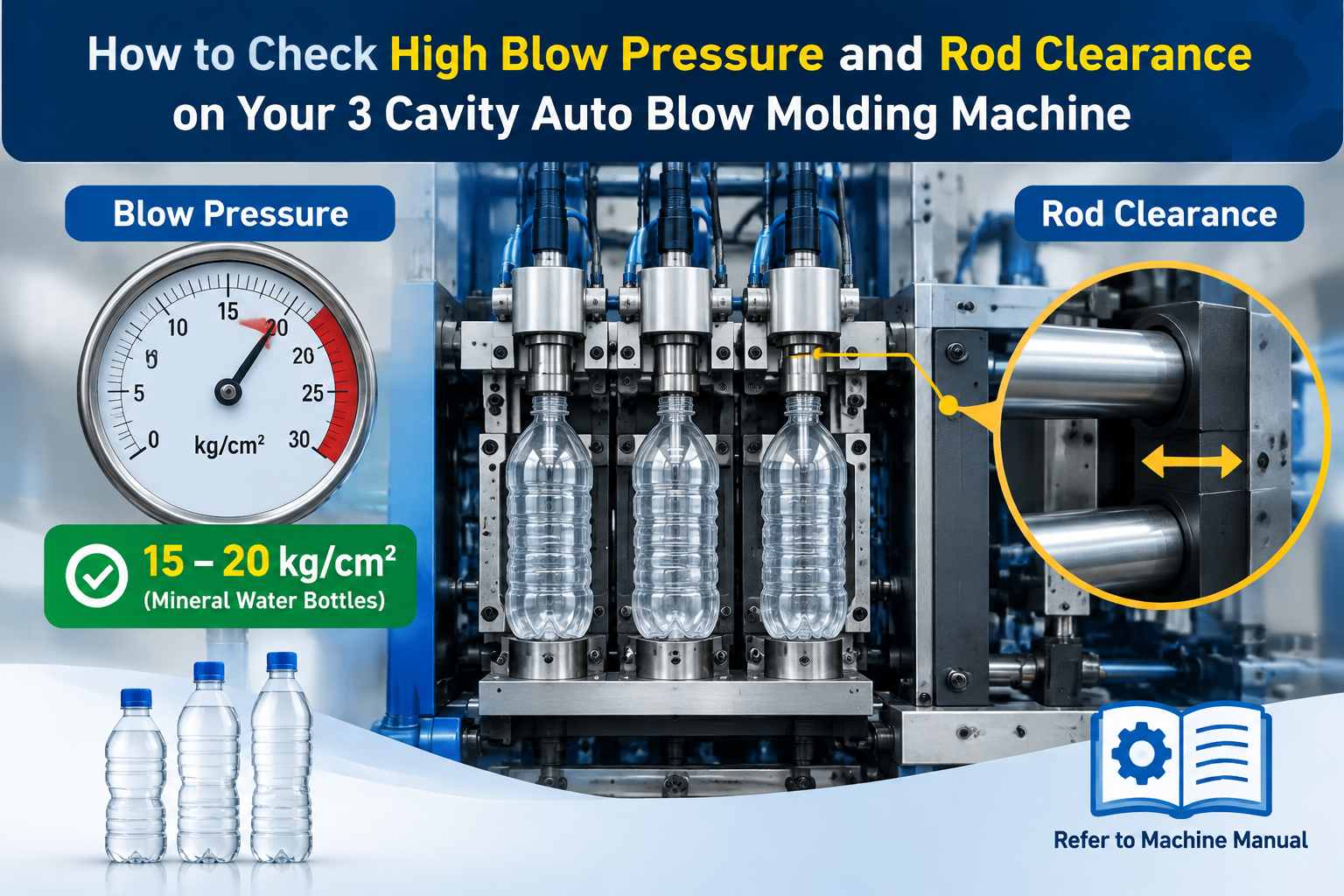 3 Cavity Auto Blow Molding Machine for Mineral Water Plants
