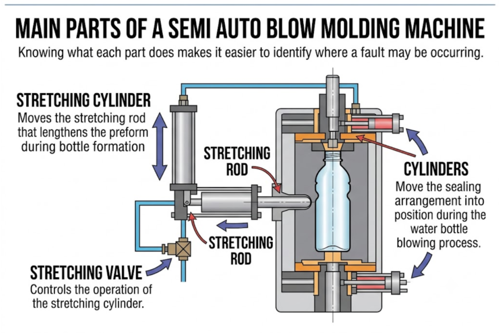 Semi Auto Blow Moulding Machine Parts Guide