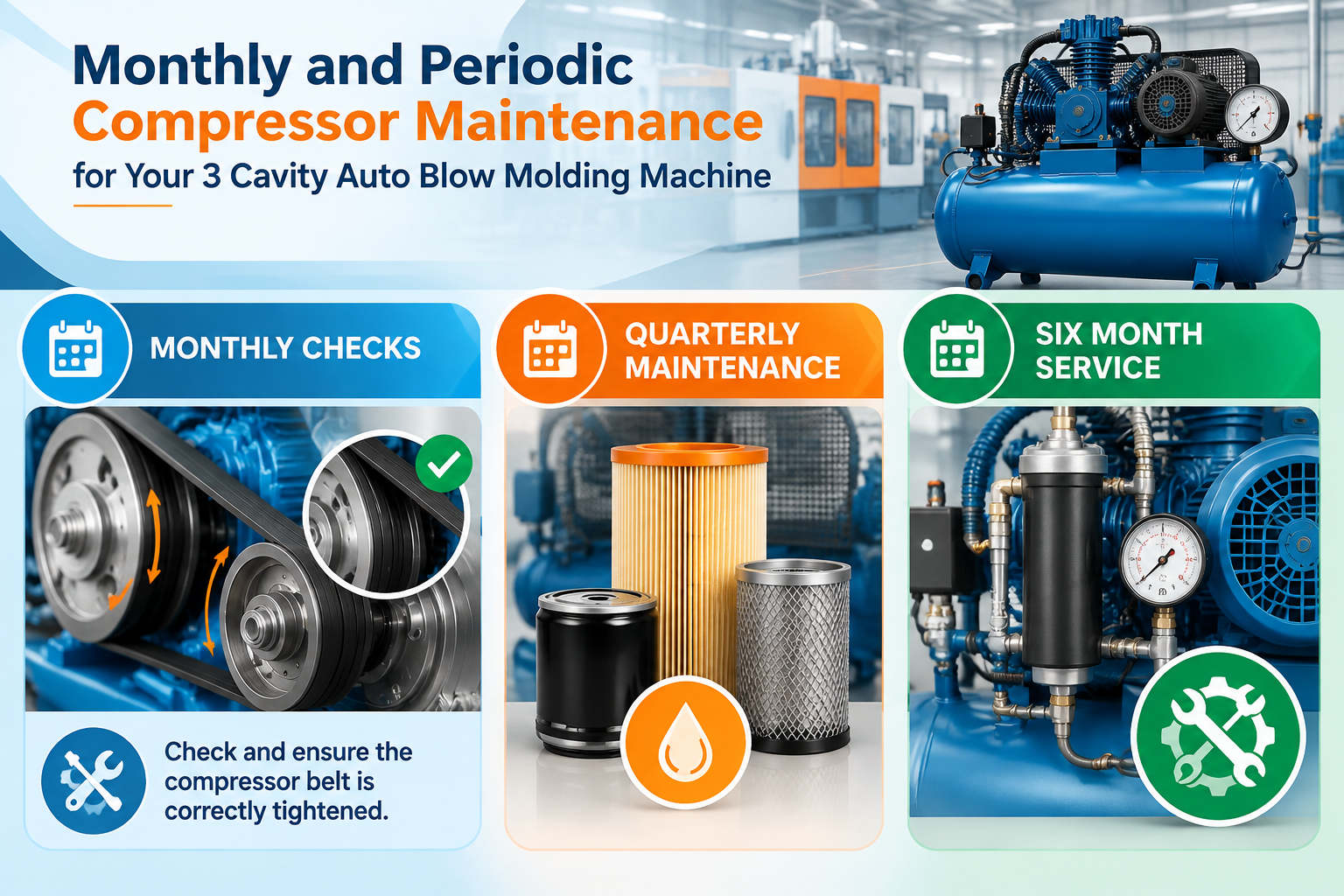 3 Cavity Auto Blow Molding Machine Maintenance Checklist